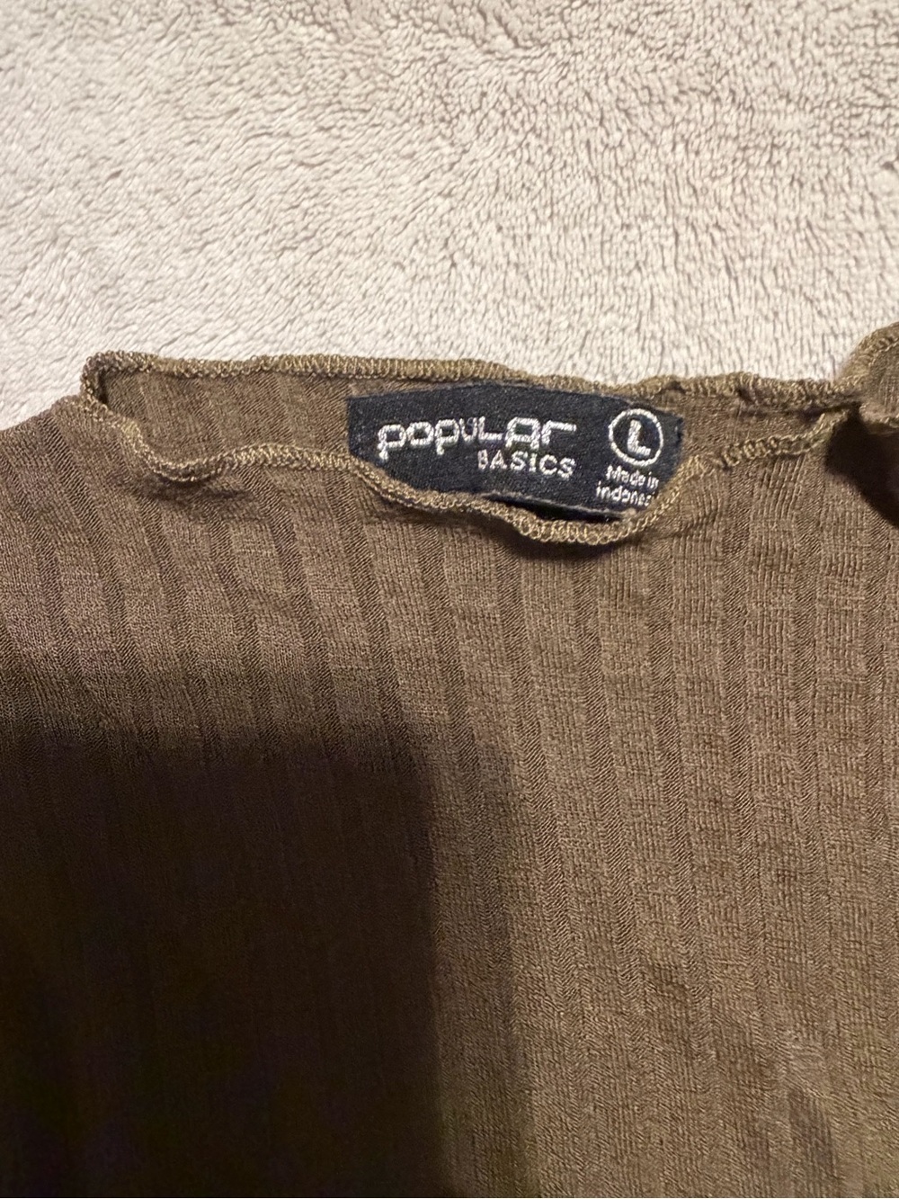 Popular Basics Olive Ribbed Long Sleeve Top - Picture 2 of 2
